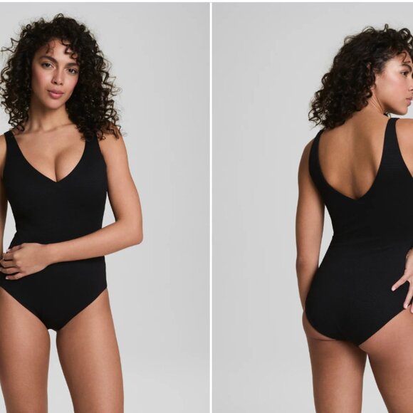 SPANXshape Swim Pique Plunge One Piece Swimsuit Black 2X $188 - Picture 1 of 7